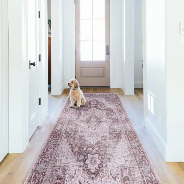 Netline HOME - Vloerkleed | Wasbaar Vloerkleed | Antislip | Wasbaar Tapijt voor Keuken, Slaapkamer, Hal, Woonkamer | Vloerkleed Oosters Design Tapijt | Laagpolig(80X300) bruin