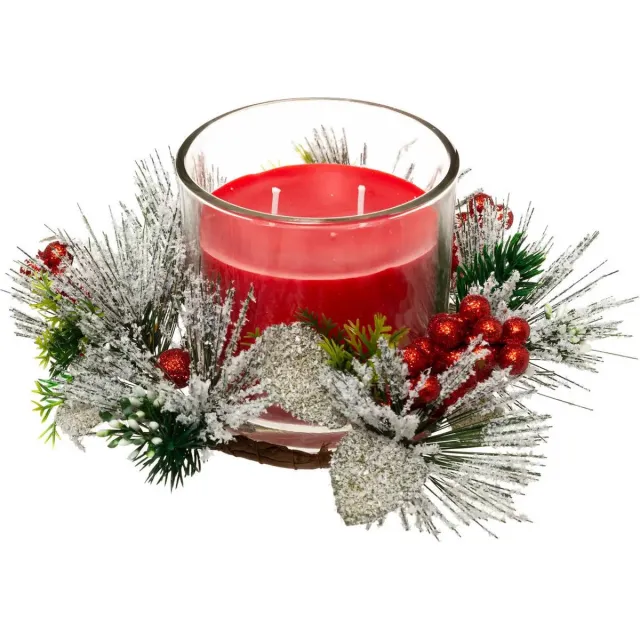 Feeric lights & Christmas Feestelijke kerststuk met kaars, 210 g rouge