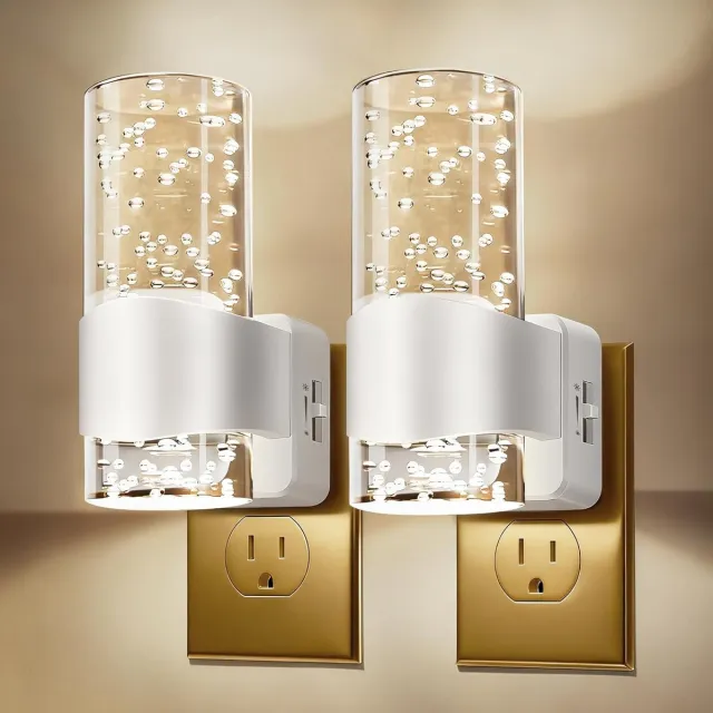 carmdering Stekkerlamp - Nachtlampje met bewegingssensor - Stekkerlamp - Nachtlampje Stopcontact - Stekkerspot - Warm Licht - ABS-Kunststof - Wit- 2 stuks