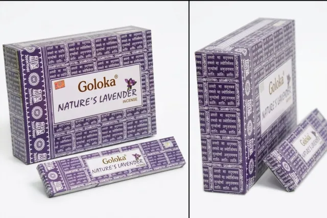 Goloka Nature's Lavender Wierook – 12 x 15g (180g) – Natuurlijke Lavendel Geur – Ontspannende Aromatherapie – 144 Wierookstokjes Bruin