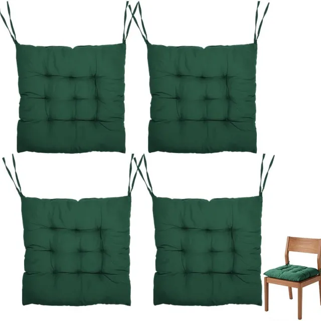 Imperatoris Zitkussen - Stoelkussen - Tuinstoelkussens - Eetkamer Kussen - Stoelkussens Eetkamer - Geschikt voor Binnen en Buitengebruik - Seat Cushion - 40 x 40 cm - Set van 4 - Donkergroen - van Imperatoris