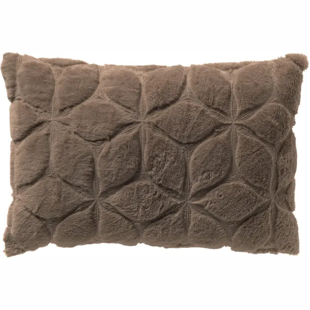 Dutch Decor QUINN - kussenhoes 40x60 cm - bontlook - gewatteerd bloemmotief - Driftwood - taupe - met rits - zonder binnenkussen
