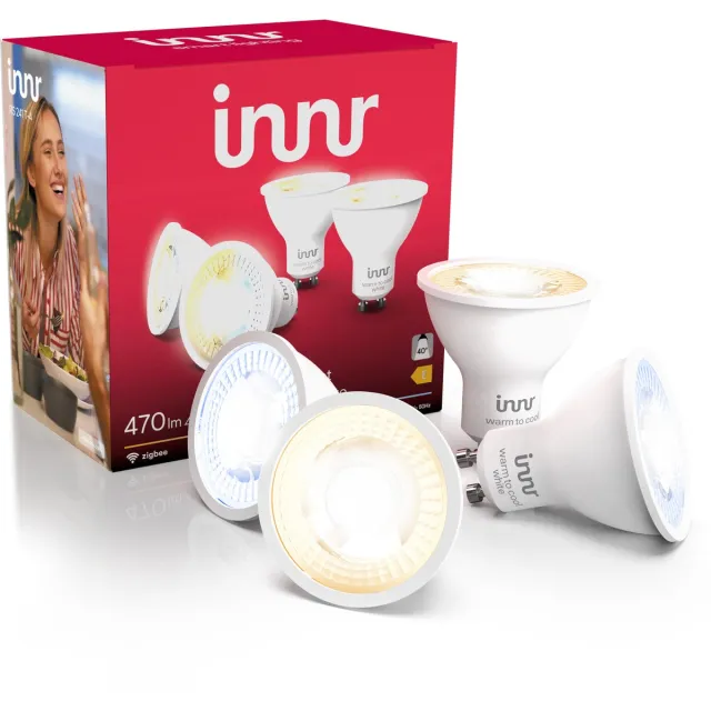 innr smart GU10 LED lamp - geschikt voor Philips Hue - Zigbee LED spot - warmwit tot koelwit licht - slimme lamp - dimbaar - 470 lumen - 4 pack