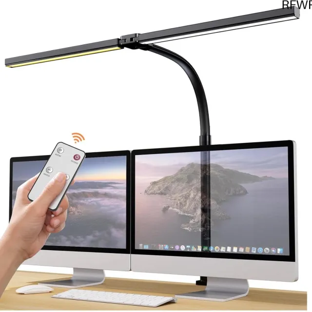 RFWR Dimbare Bureaulamp met Dubbele Kop en Afstandsbediening - Led Daglichtlamp voor Thuis en Kantoor Zwart