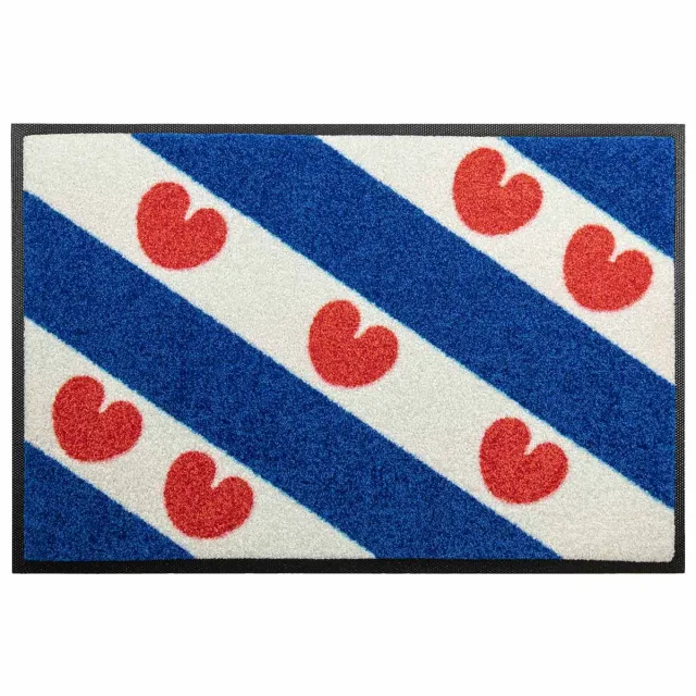 LogoMatz Deurmat Friesland 40cm x 60cm - Antislip - Geschikt voor wasmachine - Kleurecht - Geen schadelijke weekmakers - Gemaakt in Europa - Friese vlag Blauw
