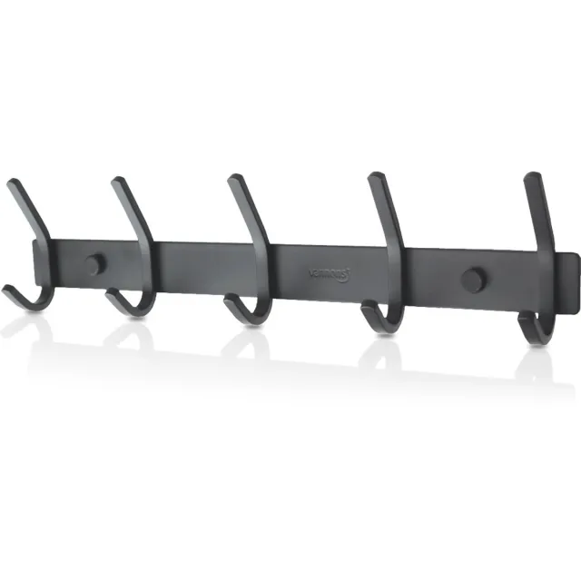 Vannons Wandkapstok - Kapstok Hangend - RVS Metaal - 10 Hangers - Industrieel - 35 cm - Kapstok Zwart