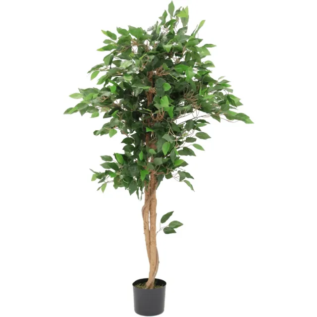 PrettyPlants Ficus Kunstboom 130cm | Ficus Kunstboom met stam | Ficus Kunstboom voor Binnen | Ficus Kunstboom Groen met stam