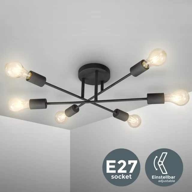 B.K.Licht Staande lamp - zwart goud - met E27 fitting