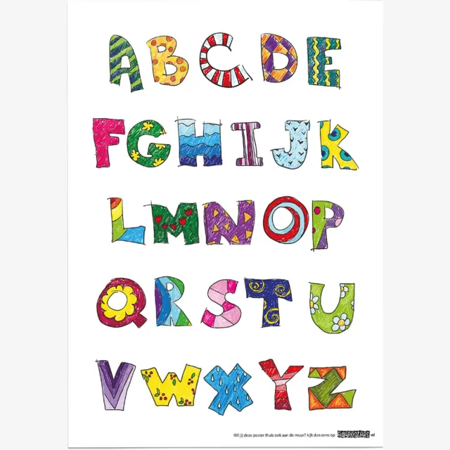 eduposters Educatieve poster (Posterpapier) - Taal alfabet Regenboog - 42 x 59.4 cm (A2) Geel