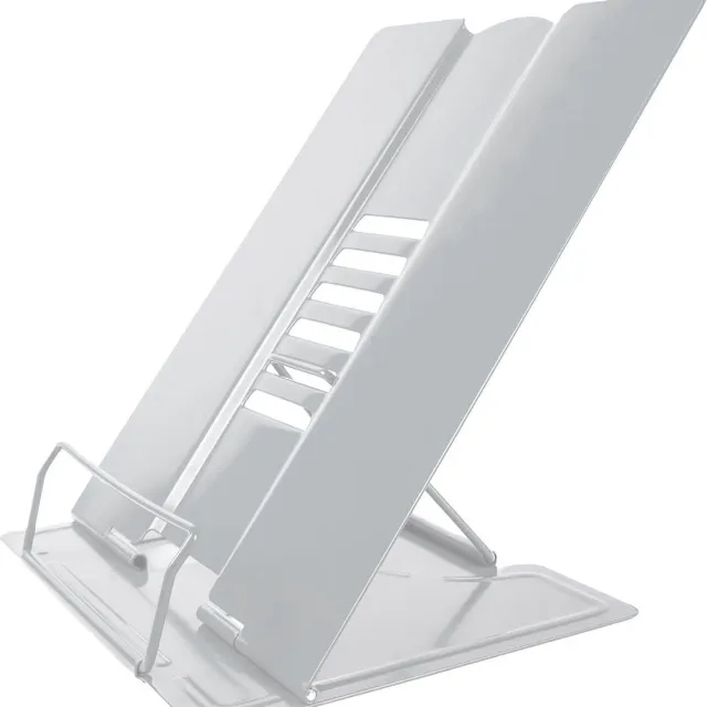 Intirilife Leesstandaard van metalen in Wit - 21 x 16.5 x 20.3 cm - In hoogte verstelbare boekenstandaard voor school, kantoor, bureau, leeshulp