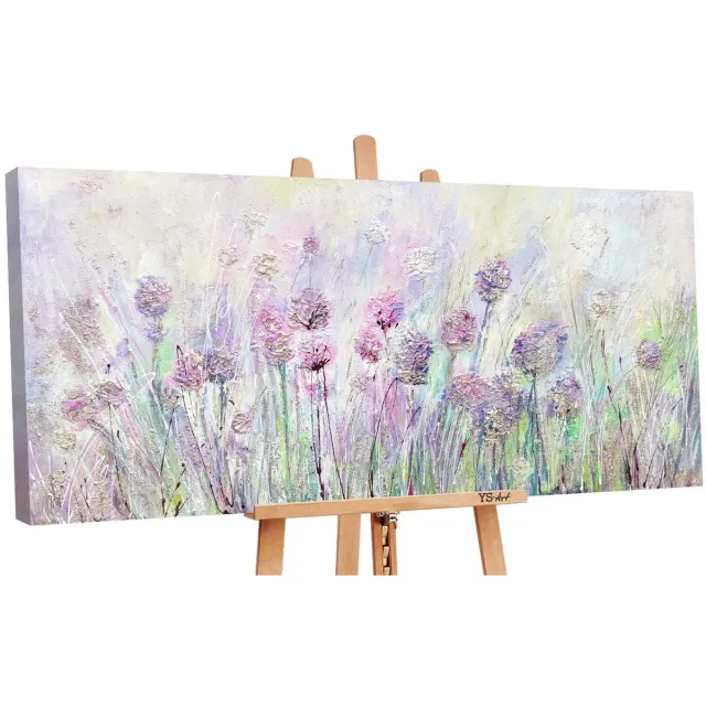 YS Canvas schilderij groot handgeschilderd bloemen op de weide natuur zomer – YS-Art Gallery – Frisse wanddecoratie voor woonkamer – Modern schilderij voor slaapkamer en hal Without Floater Frame