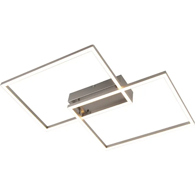 Leuchten Direkt Leuchten Direct plazas - Design LED Plafondlamp - 2 lichts - L 50 cm - Aluminium - Woonkamer | Slaapkamer | Keuken Nikkel - Staal