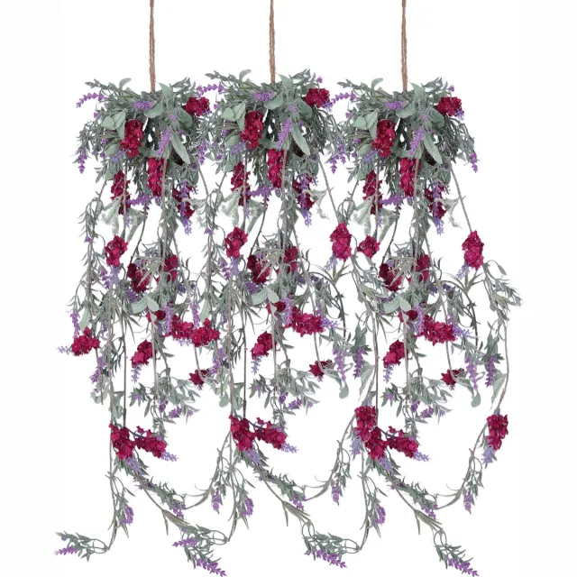Decoris Lichtpaarse lavendel kunsttak - 3x - kunstplanten - slinger - 80 cm - Kunstplanten/kunsttakken Lavender paars