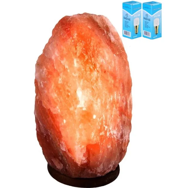 LalaShops Zoutlamp GROOT XXL 18-21kg met 2x Gloeilamp - Himalaya Zout 100% Natuurlijk - Tafellamp van Natuurlijk Haliet Zoutkristal met Sfeervol Warm Licht - Extra Lange Kabel 1.8mtr - ca. 40x25cm Roze / Oranje
