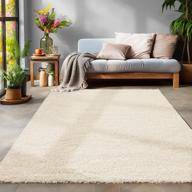 Muratap Basic Shaggy vloerkleed Creme Hoogpolig- 120x170 CM