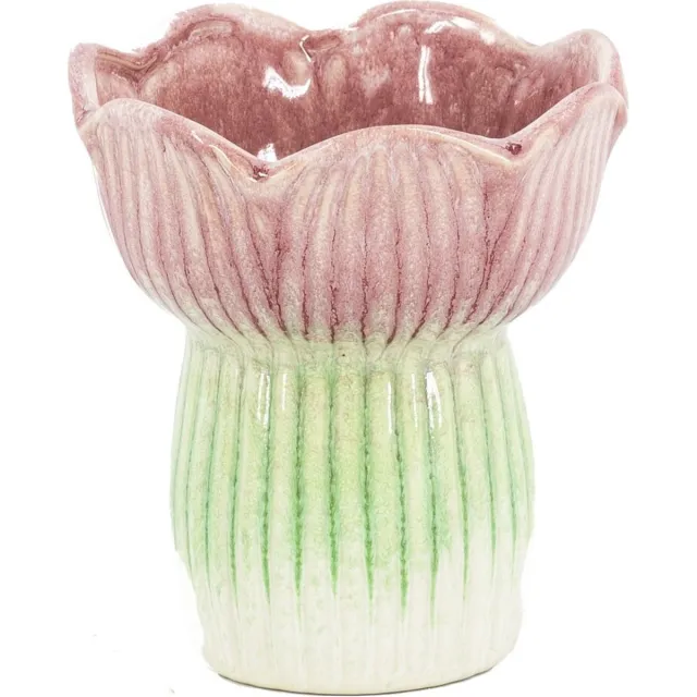 homebound by ky Aardewerk vaas tulp peach | 10,5x10,7x11,5cm | bloemenvaas keramiek bloem roze Multi