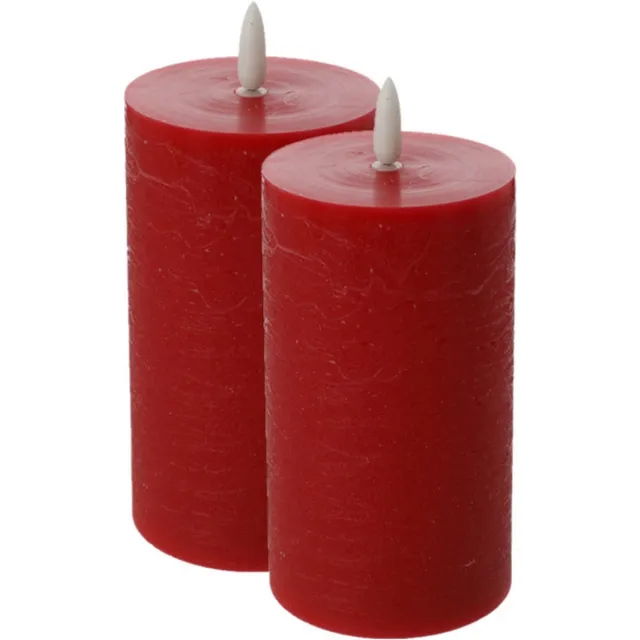 Cepewa LED kaars - 2x - rood - D7,5 x H12,5 cm -met timer