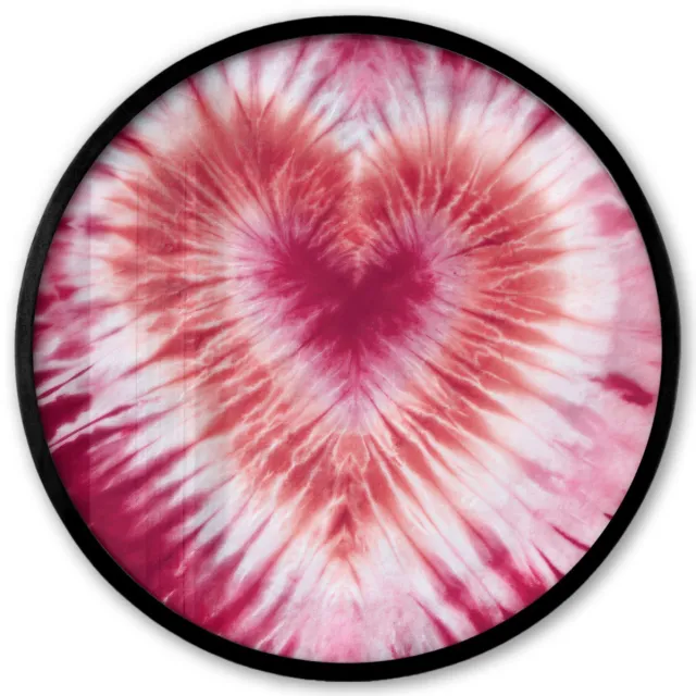 FrameYourWall Poster in lijst Rond - Fotolijst 40x40 cm - Posters - Hartvorm - Roze - Tie dye - Ronde posterlijst zwart - Decoratie - Wanddecoratie woonkamer - Muurdecoratie slaapkamer Hartvorm - Tie dye