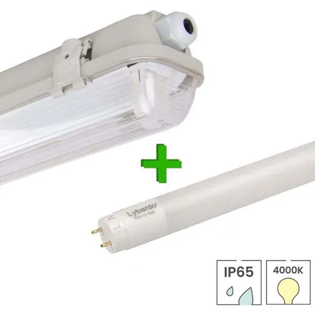 Lybardo TL Lamp 60cm - IP65 Armatuur incl. LED Buis - 9W - 4000K Neutraal Wit Licht - 840 Grijs