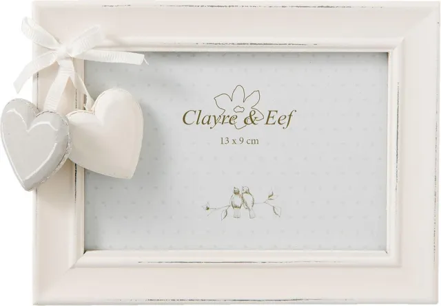 Clayre & Eef Fotolijst Hart 13x9 cm Wit Hout
