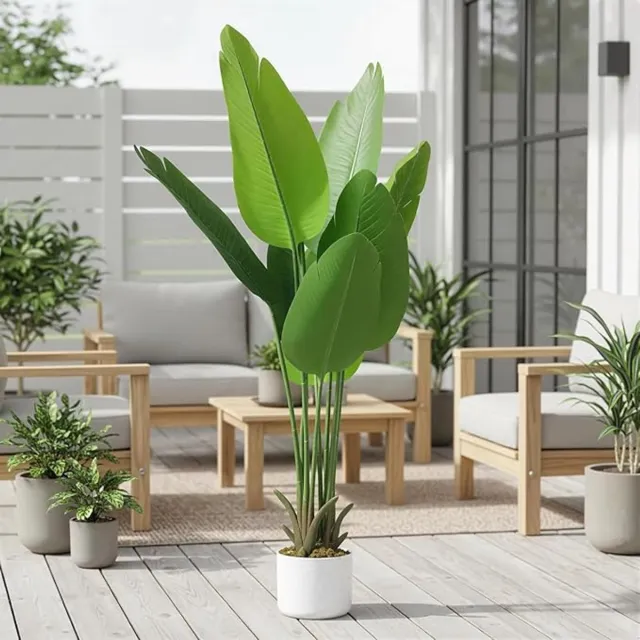 Danky Decoratieve Kunstbanaanboom 116cm - UV-bestendige palm - Stevige pot voor huis, kantoor en verhuiscadeaus groen
