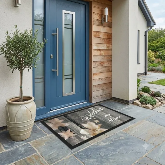 Maison Elara Deurmat Welcome - Antislip Vuilopvangmat - 60x80 cm - Geschikt voor binnen en buiten Zwart