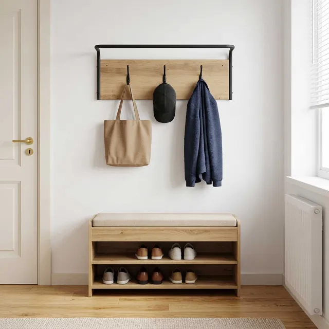 vidaXL Kapstok 60 x 30 x 25 cm Artisanaal eiken Bewerkt hout Bruin