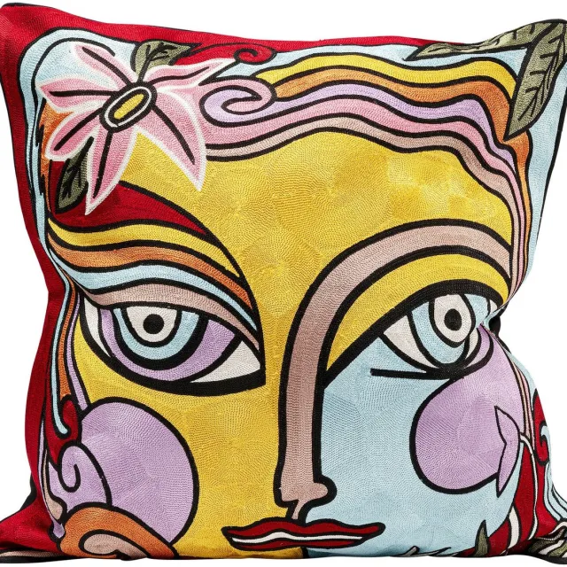 Kussen Art Line gezicht Kare Design veelkleurig