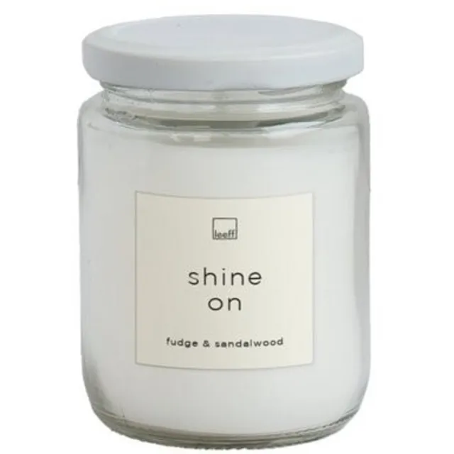 Leeff Geurkaars in bokaaltje - SHINE ON - Geur: Fudge & Sandelwood - 6,7 cm x 9 cm - wit
