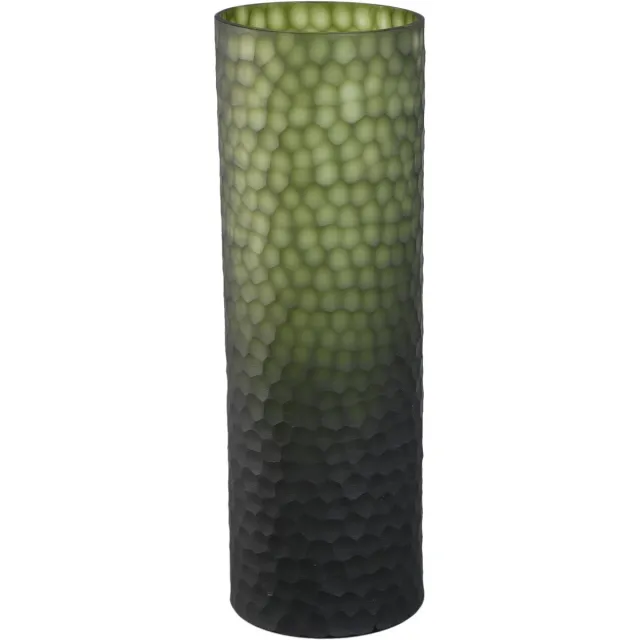 PTMD Paulene Moss Green Glass Vase Handcut Straight Groen