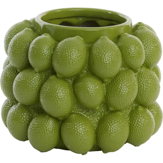 Light & Living Vaas Lemon - Olijfgroen - Ø17.5cm - Kunststof- Bloemenvaas - Woondecoratie - Decoratieve vaas voor woonkamer of slaapkamer - Pasen - Paasdecoratie - Vaas voor Paastakken