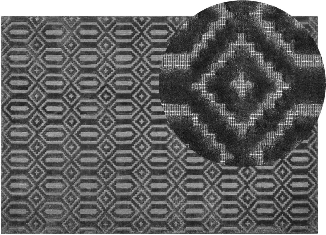 Beliani ADATEPE - Laagpolig vloerkleed - Donkergrijs - 140 x 200 cm - Viscose