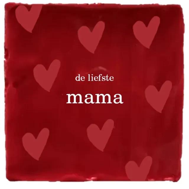 Hogenkamp Klompen & Souvenirs Gekleurd tegeltje - De liefste mama - Rood - Moederdag cadeau - Handgemaakte tegel | Spreuktegel | Tegeltjes met Spreuken | Tegeltjeswijsheid | Tegeltje tekst | Origineel cadeau