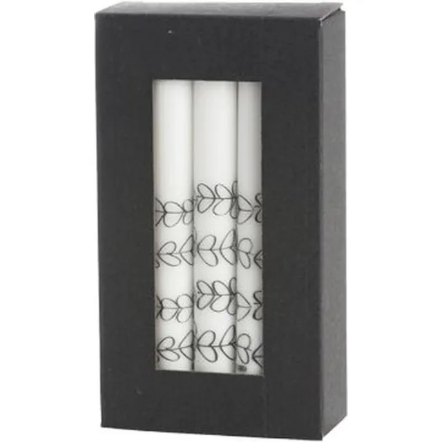 Rustik Lys dinerkaars - stearine kaars - by Kimmi - 10 kaarsen - klimop - Ø2,2x19 cm Zwart, wit