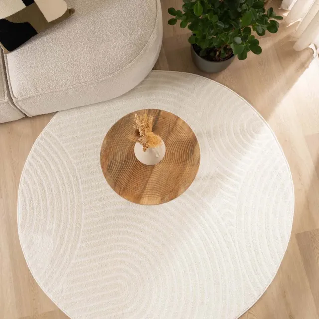 Nordic Weavers Scandinavisch vloerkleed rond - Contour Curve crème 160