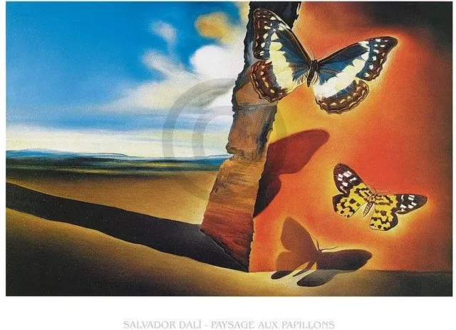 PGM Kunstdruk Salvador Dali - Paysage aux Papillons 80x60cm Divers