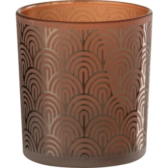 J-Line windlicht Boog - glas - oranje - small - 4 stuks