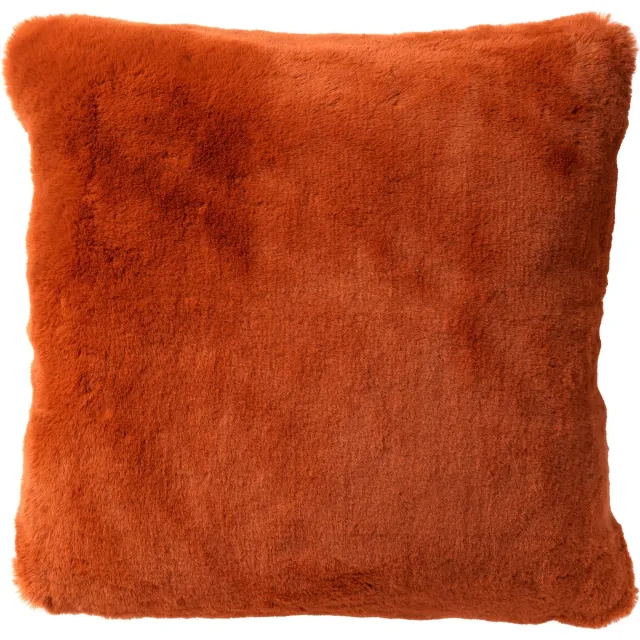 Dutch Decor ZAYA - Sierkussen 45x45 cm - bontlook - effen kleur - Potters Clay - oranje - Inclusief binnenkussen - Luxe kussens voor woonkamer & bank Terrarood