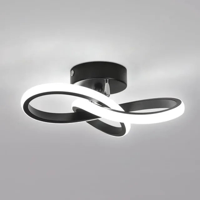 Zyronn Moderne LED-plafond lamp, 22 W Klavervorm 2500LM Plafondlamp Voor Binnenverlichting Hal Keuken Slaapkamer Badkamer Wit 6000K Diameter 25 Cm Zwart wit licht
