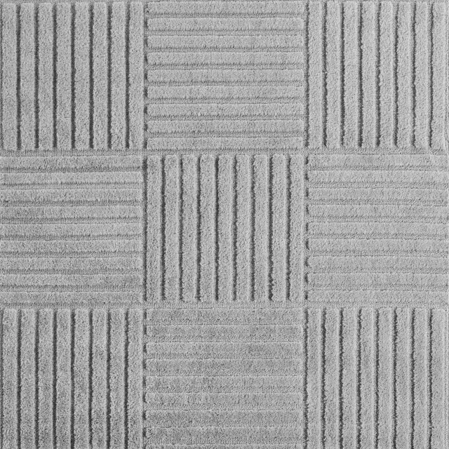 Moonay Kiyaro Kubo Vloerkleed Grijs 140 x 200 cm - Japandi Scandinavisch - Geometrische Strepen - Hoog- en Laagpolig 3D