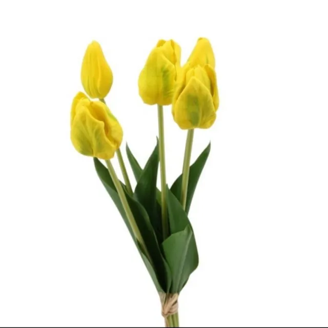 Wonders at Home Official Papegaaitulpenbundel Geel - Yellow - Papegaaientulp - Tulp - 5 Stuks - Schuim - 48 cm - Kunstbloem - Kunst Tulpen