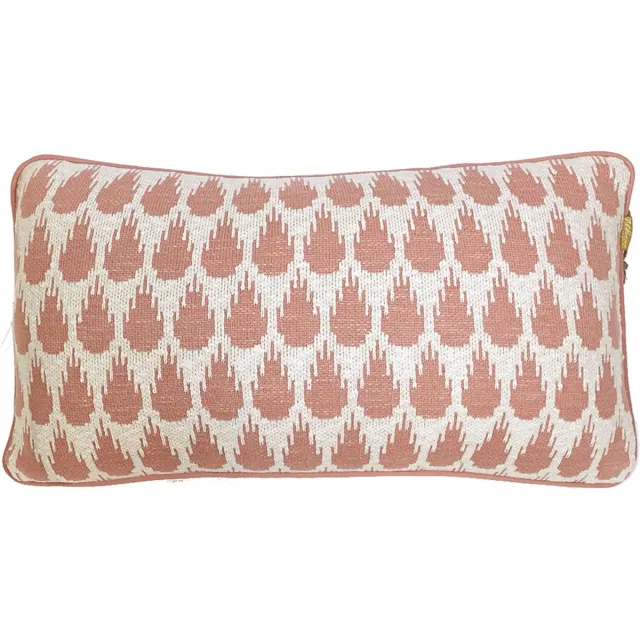 Malagoon Botanic mini knitted cushion pink Roze, Offwhite