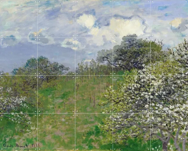 IXXI Spring 1875, Claude Monet & Bridgeman Images - 100 x 80 cm - Grote wanddecoratie en posters - Postimpressionisme, Klassiek, Impressionisme Groen