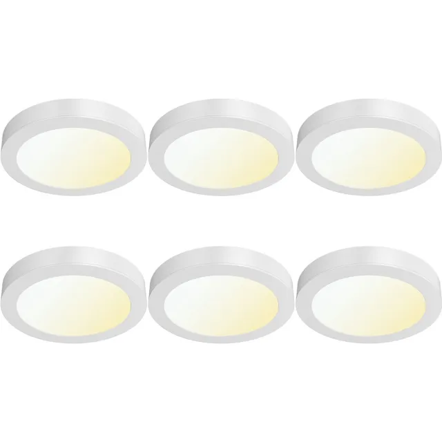 Qualu LED Paneel Slim Opbouw 6 Stuks - Kingtron Thin - 24W 2400lm 120° Bundelhoek - Aanpasbare Lichtkleur 3000K-4000K-6500K - IP40 - Rond - Wit - Ø300mm