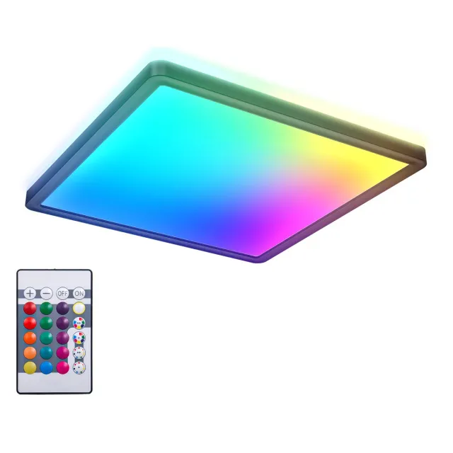 Briloner Slim - RGB/W Plafondlamp led - plafonniere met afstandsbediening - RGB & neutral wit licht - dimbaar - 15W - 29cm - zwart Zwart (met RGB)