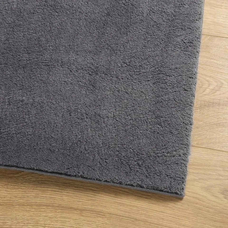 vidaXL Vloerkleed HUARTE laagpolig zacht wasbaar 80x250 cm antraciet, foto 4
