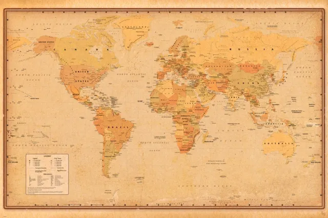 ABYSTYLE Poster Harper Collins - Antique World Map 21 91,5x61cm Divers