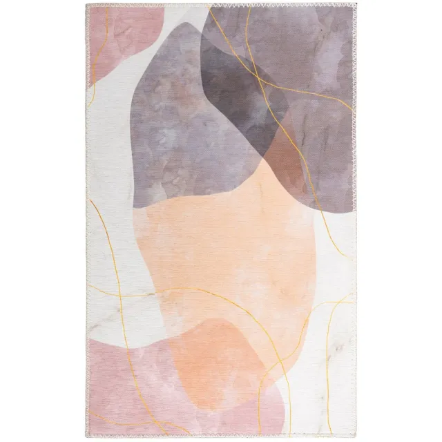 Padiro design laagpolig vloerkleed 120 x 180 cm - oudroze - modern abstract ontwerp - voor vloerverwarming - van polyester en katoen