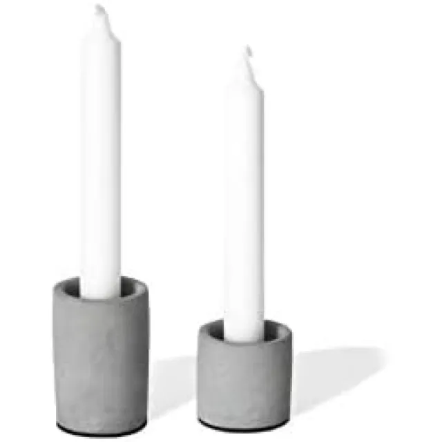 PromoHome Betonnen Kandelaar Set - Geometrische Kaarsenhouder Moderne Tafeldecoratie Grijs