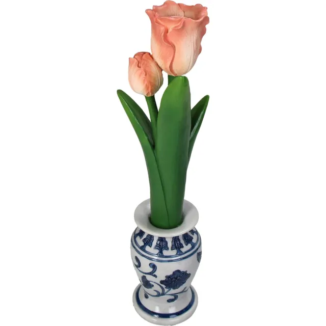 HD Collection Kaarsenhouder Tulp Polyresin 9,5x9x35cm Peach